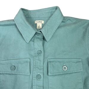 L.L.Bean Women's Chamois Cloth Shirt Small Mint Green Hiking Outdoor Button-Up